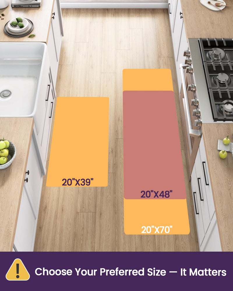 DEXI Kitchen Mat Cushioned Anti Fatigue, Extra Thick Comfort Standing Floor Mats Waterproof, Memory Foam Antifatigue Runner Rug for Desk Office, Sink, Laundry, 39x20, Grey - Image 2